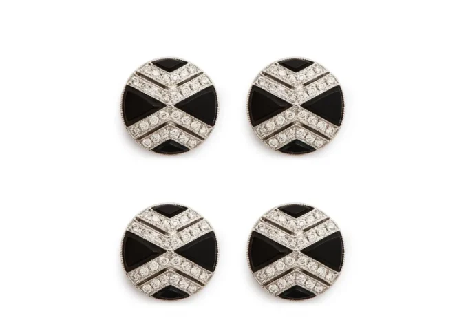 Clous d&rsquo;oreilles ronds en diamant et onyx