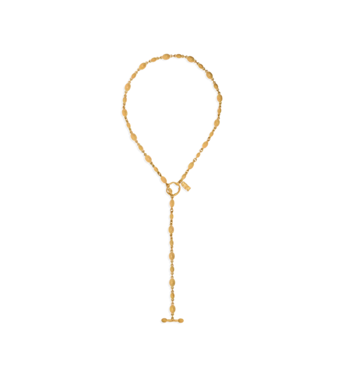 Collier Grace Lariat en laiton doré vintage