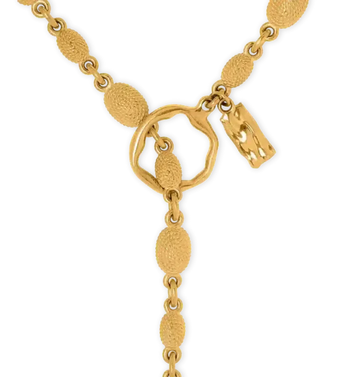 Collier Grace Lariat en laiton doré vintage