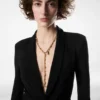 Collier Grace Lariat en laiton doré vintage