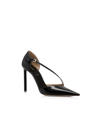 Escarpins asymétriques en cuir verni