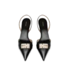 Escarpins à bride arrière en cuir brillant Escarpins à bride arrière en cuir brillant