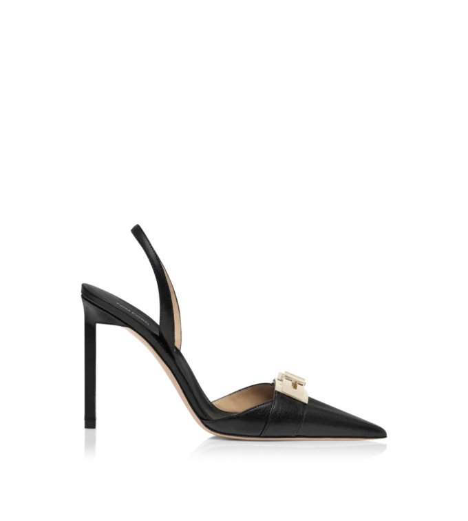 Escarpins à bride arrière en cuir grainé souple