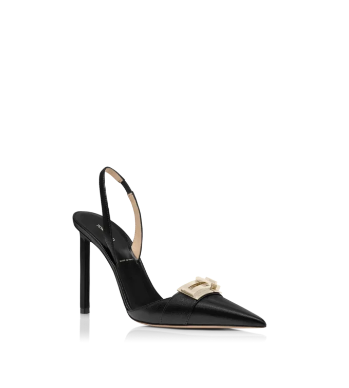 Escarpins à bride arrière en cuir grainé souple