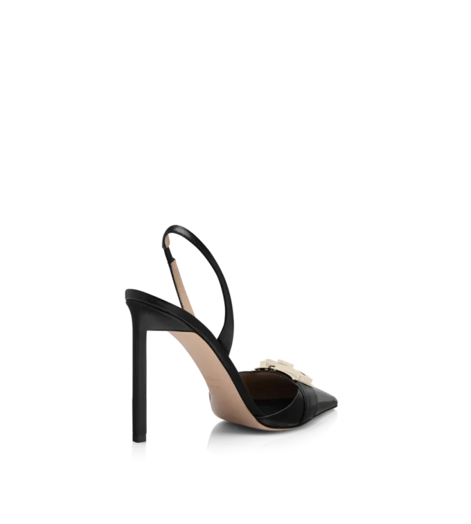 Escarpins à bride arrière en cuir grainé souple