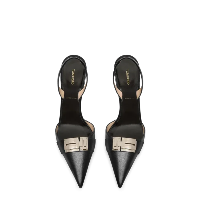 Escarpins à bride arrière en cuir grainé souple