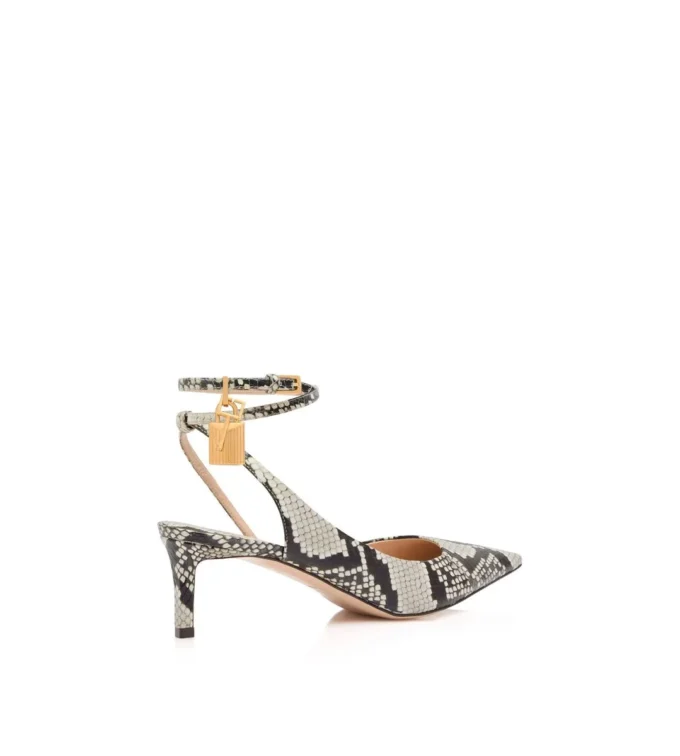 Escarpins à bride arrière en cuir imprimé python Escarpins à bride arrière en cuir imprimé python