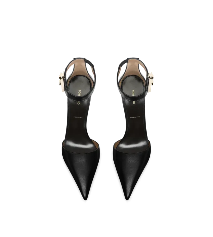 Escarpins à bride cheville en cuir grainé souple