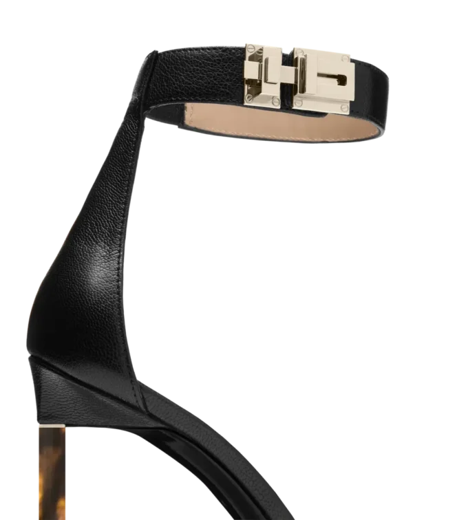 Escarpins à bride cheville en cuir grainé souple