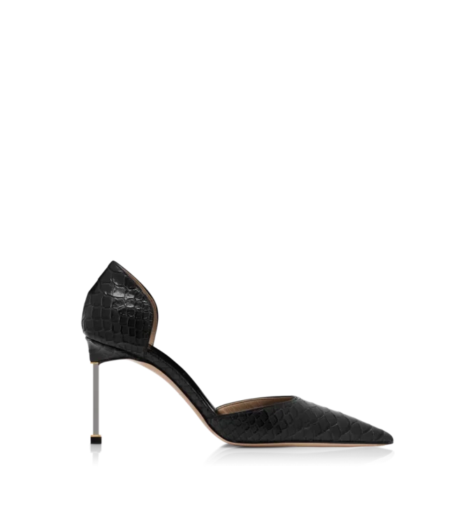 Escarpins D&rsquo;Orsay à talons aiguilles en python imprimé semi-brillant