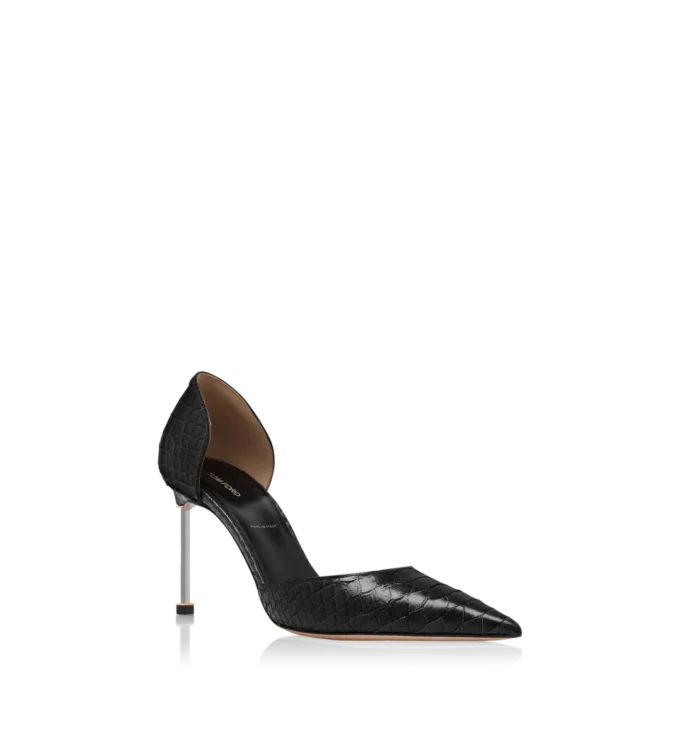 Escarpins D&rsquo;Orsay à talons aiguilles en python imprimé semi-brillant