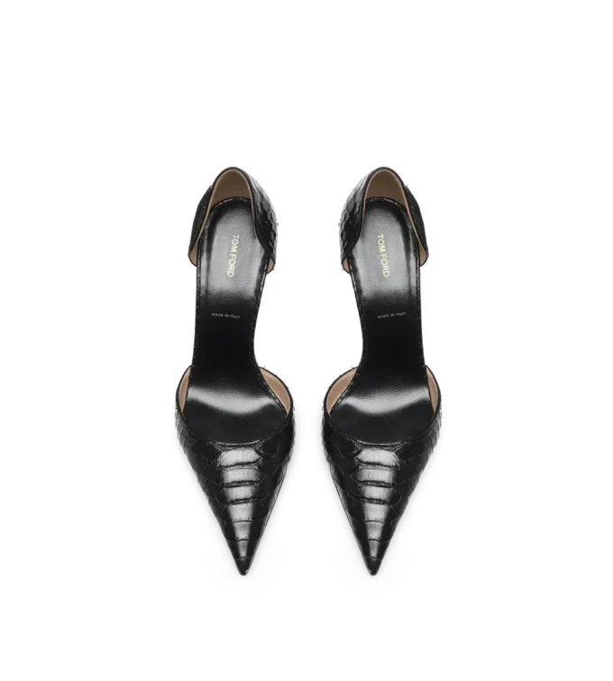 Escarpins D&rsquo;Orsay à talons aiguilles en python imprimé semi-brillant