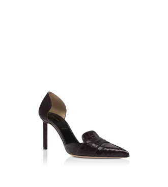 Escarpins Eva D&rsquo;Orsay en cuir crocodile estampé brillant