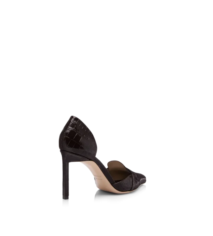 Escarpins Eva D&rsquo;Orsay en cuir crocodile estampé brillant