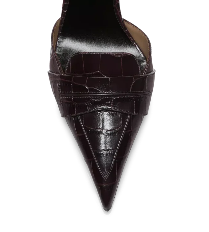 Escarpins Eva D&rsquo;Orsay en cuir crocodile estampé brillant