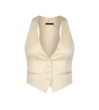 Gilet en laine et soie Barathea brillante