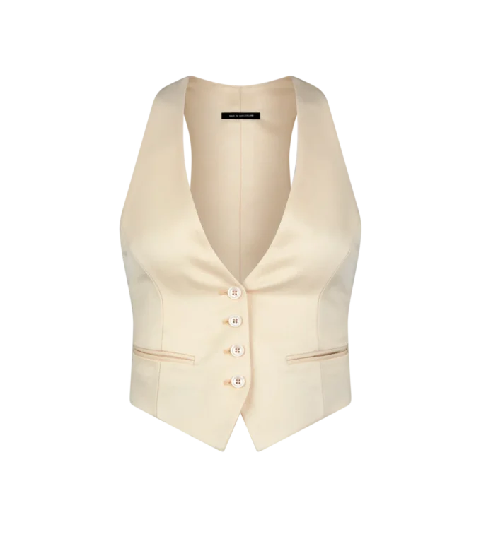 Gilet en laine et soie Barathea brillante