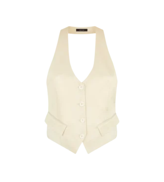 Gilet ouvert dans le dos en twill de soie et laine