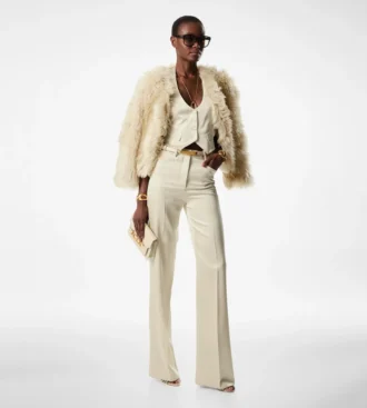 Gilet ouvert dans le dos en twill de soie et laine