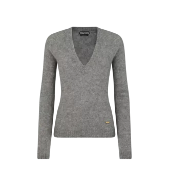 Haut en maille cachemire et soie sans coutures, col en V