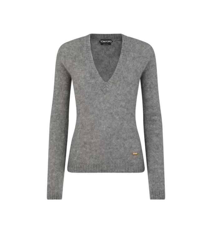 Haut en maille cachemire et soie sans coutures, col en V