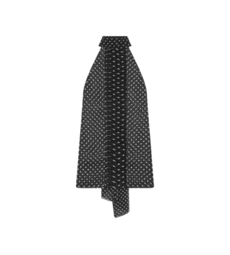 Haut lavallière à dos nu en georgette de soie à pois avec détail plissé Haut lavallière à dos nu en georgette de soie à pois avec détail plissé