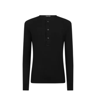 Henley en coton stretch côtelé