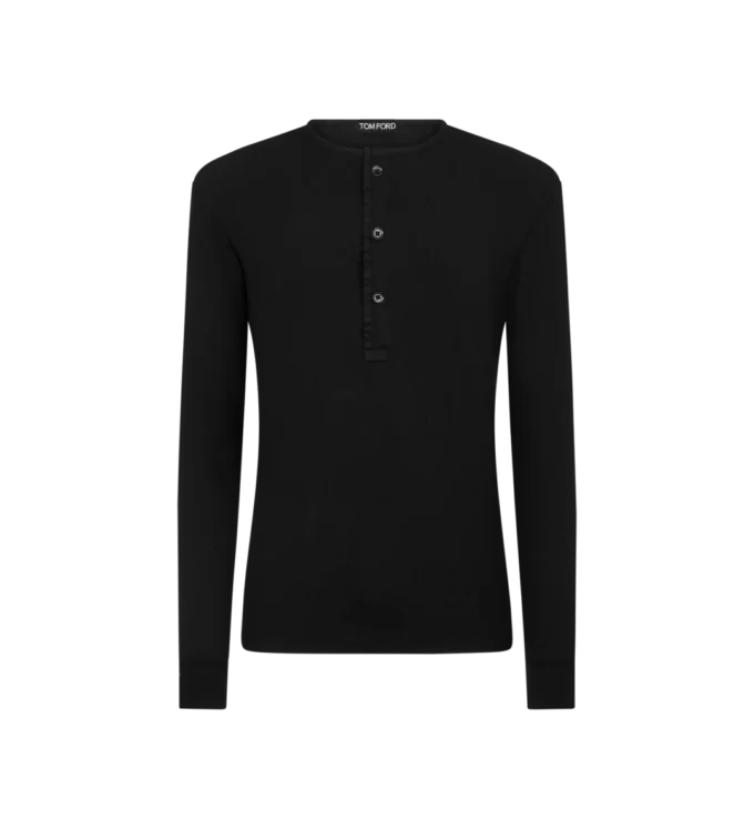 Henley en coton stretch côtelé