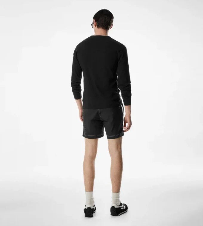 Henley en coton stretch côtelé
