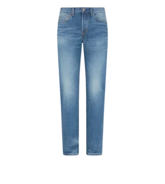 Jean droit stretch bleu à lisière