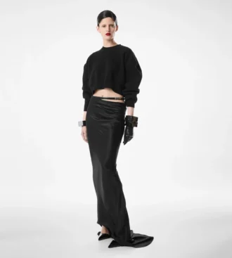 Jupe longue en satin de soie
