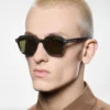 Lunettes de soleil géométriques en corne