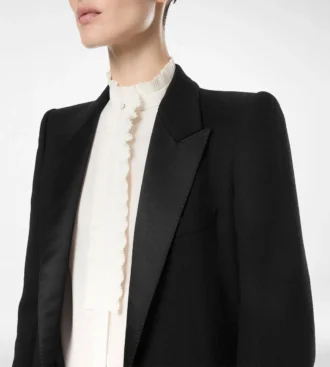 Manteau de soirée double face en laine légère à simple boutonnage