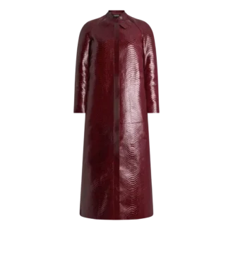Manteau motard en cuir imprimé et duchesse délavée