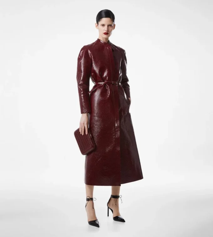 Manteau motard en cuir imprimé et duchesse délavée Manteau motard en cuir imprimé et duchesse délavée