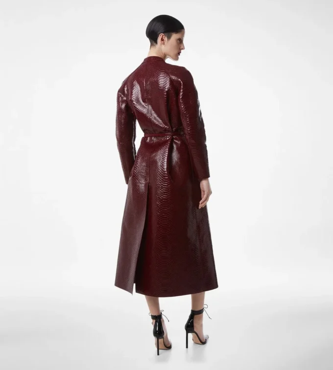 Manteau motard en cuir imprimé et duchesse délavée Manteau motard en cuir imprimé et duchesse délavée