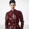 Manteau motard en cuir imprimé et duchesse délavée Manteau motard en cuir imprimé et duchesse délavée
