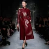 Manteau motard en cuir imprimé et duchesse délavée Manteau motard en cuir imprimé et duchesse délavée