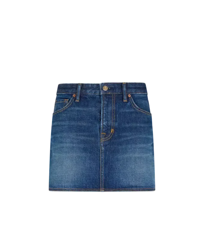 Mini-jupe en denim délavé Mini-jupe en denim délavé