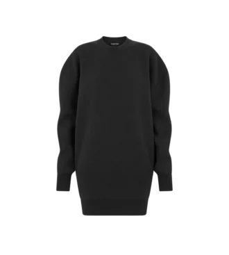 Mini-robe sculpturale en molleton de laine et cachemire