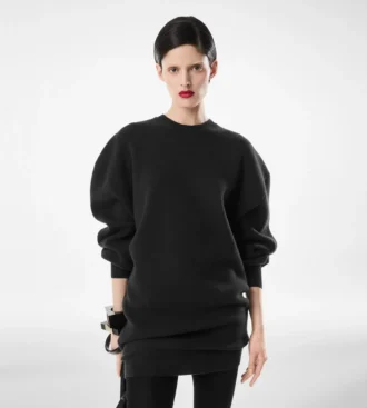 Mini-robe sculpturale en molleton de laine et cachemire