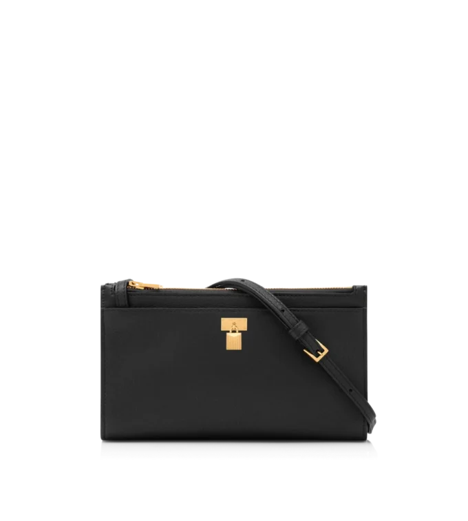 Mini sac à bandoulière en cuir grainé naturel avec cadenas