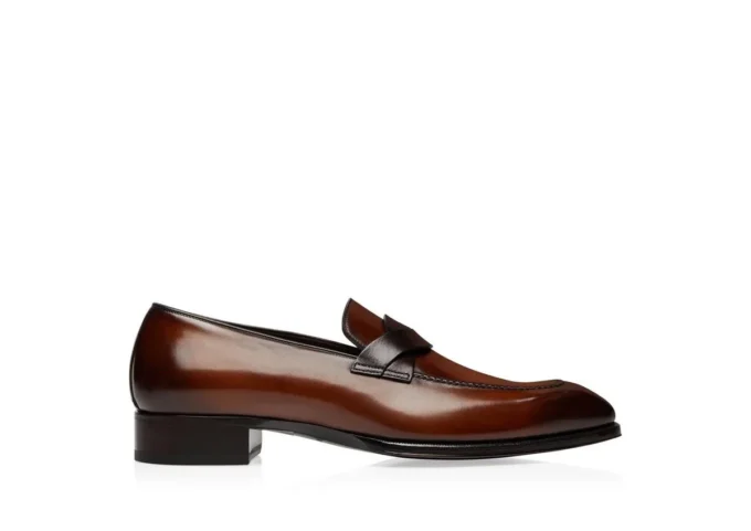 Mocassins Elkan à bande torsadée en cuir bruni