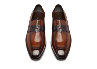 Mocassins Elkan à bande torsadée en cuir bruni