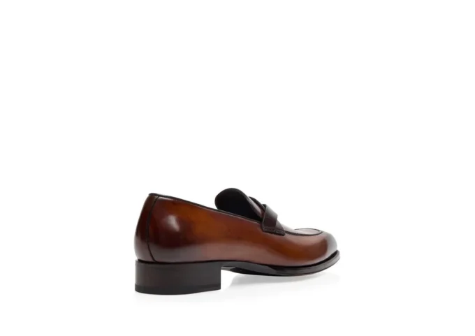 Mocassins Elkan à bande torsadée en cuir bruni