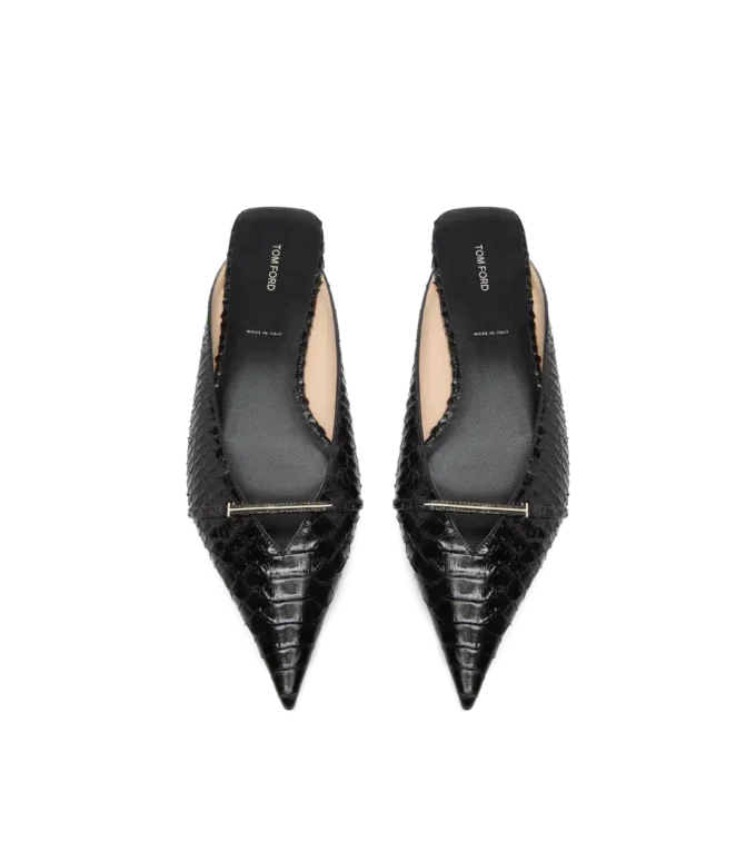 Mules Julianne en python imprimé semi-brillant Mules Julianne en python imprimé semi-brillant