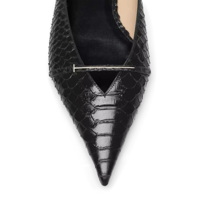 Mules Julianne en python imprimé semi-brillant Mules Julianne en python imprimé semi-brillant
