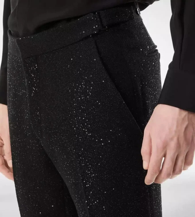 Pantalon bouclé léger à paillettes Pantalon bouclé léger à paillettes