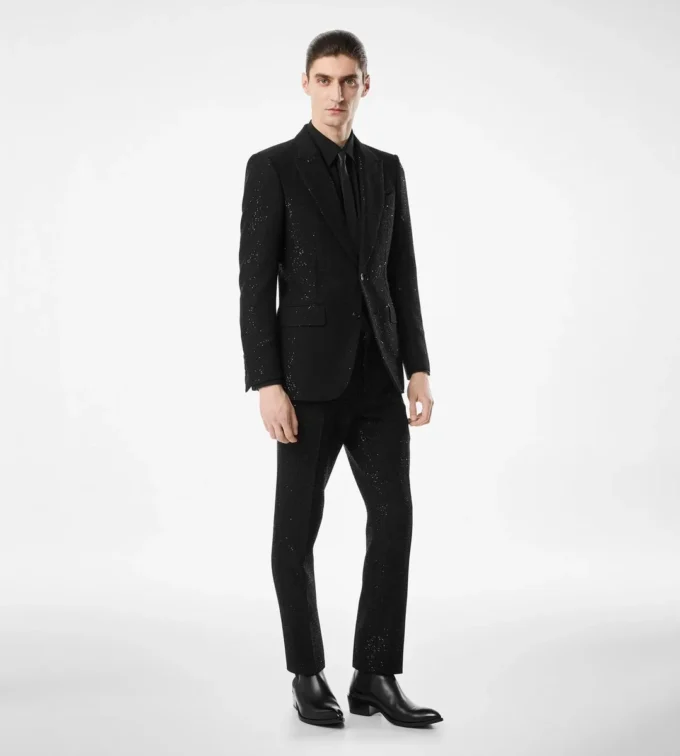 Pantalon bouclé léger à paillettes Pantalon bouclé léger à paillettes