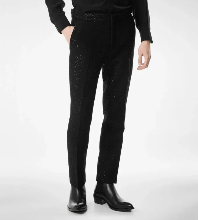 Pantalon bouclé léger à paillettes Pantalon bouclé léger à paillettes